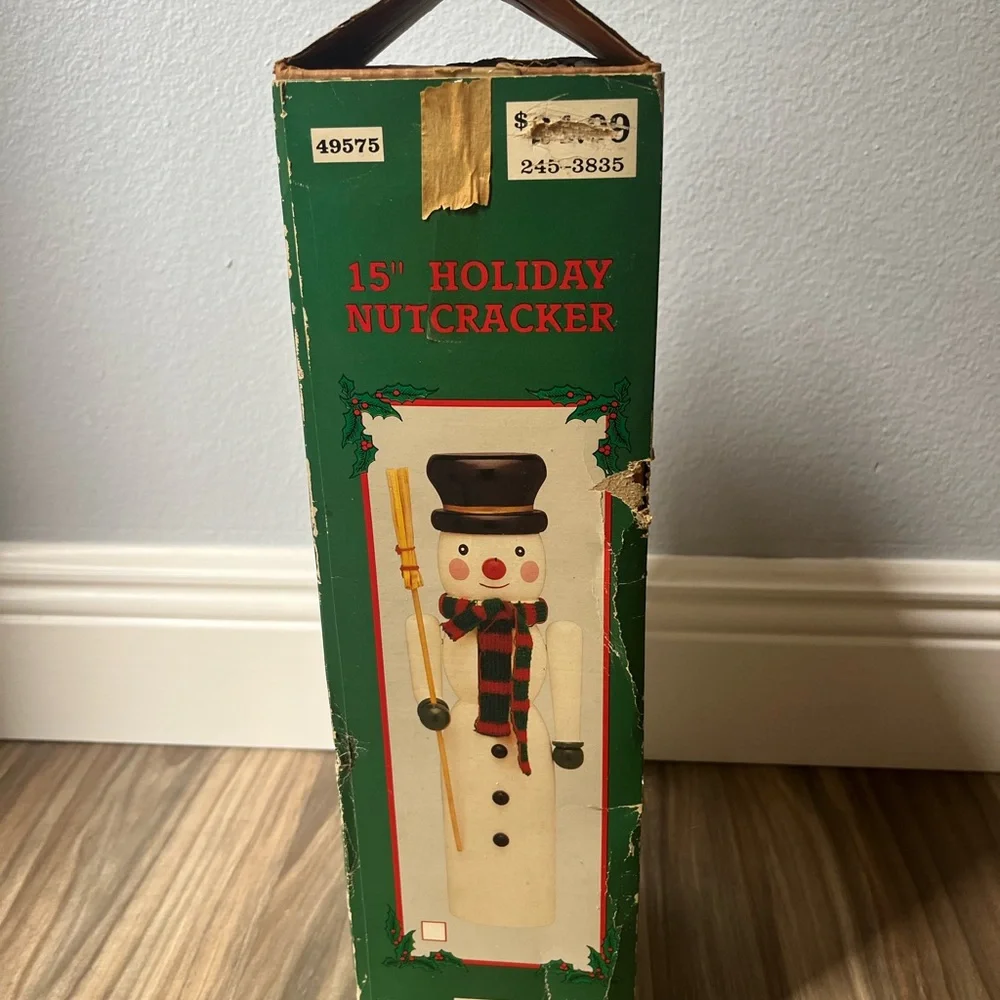Vintage 15” Holiday Nutcracker With Original Box Red gold black